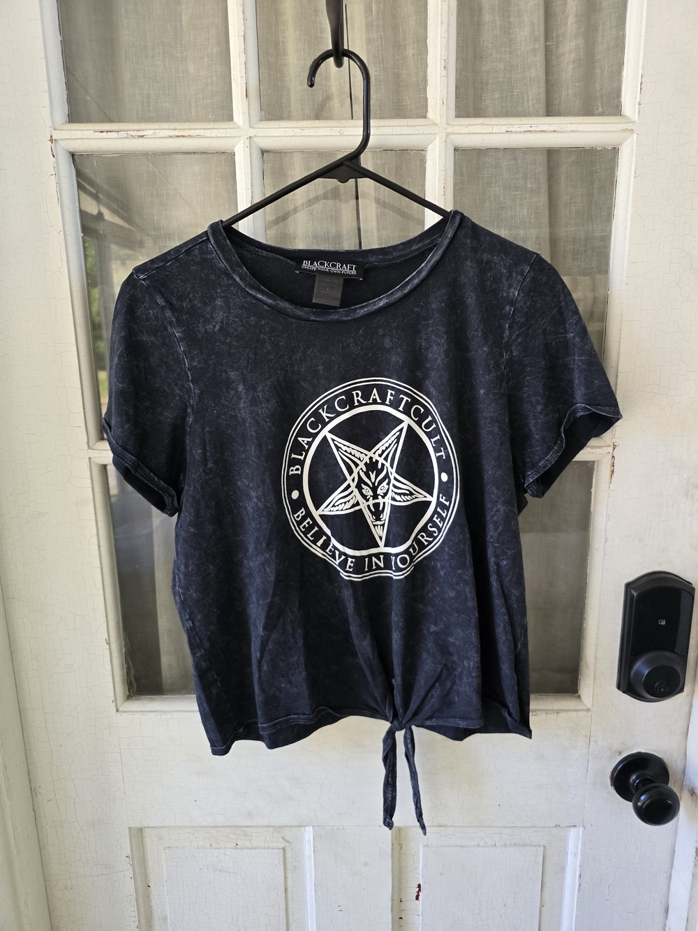 Blackcraft Cult Black Tie-Front Crop Tee